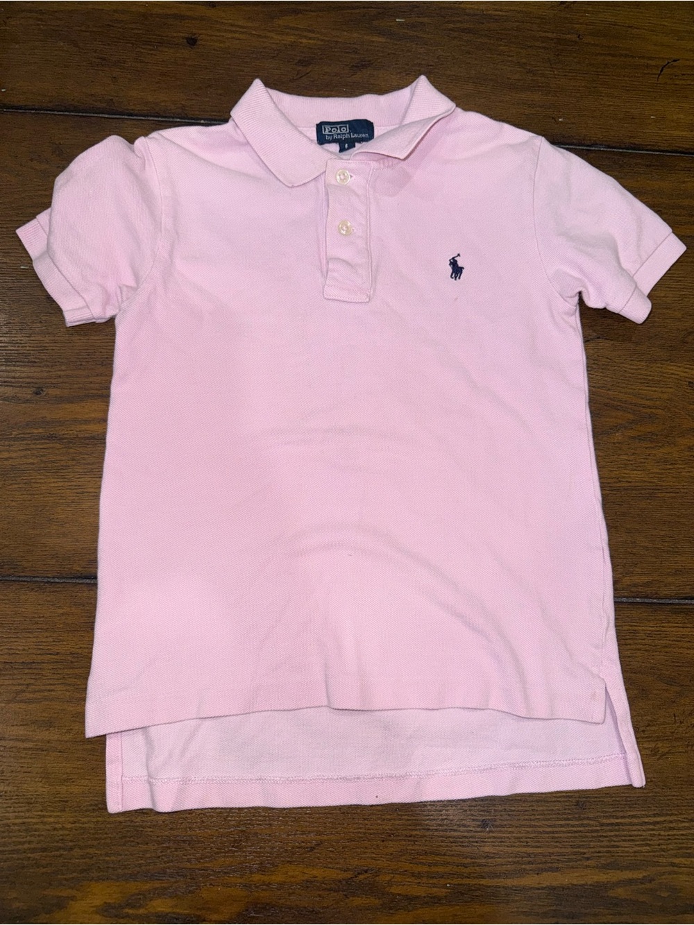 Ralph Lauren Light Pink Polo Shirt with Navy Logo - Kids